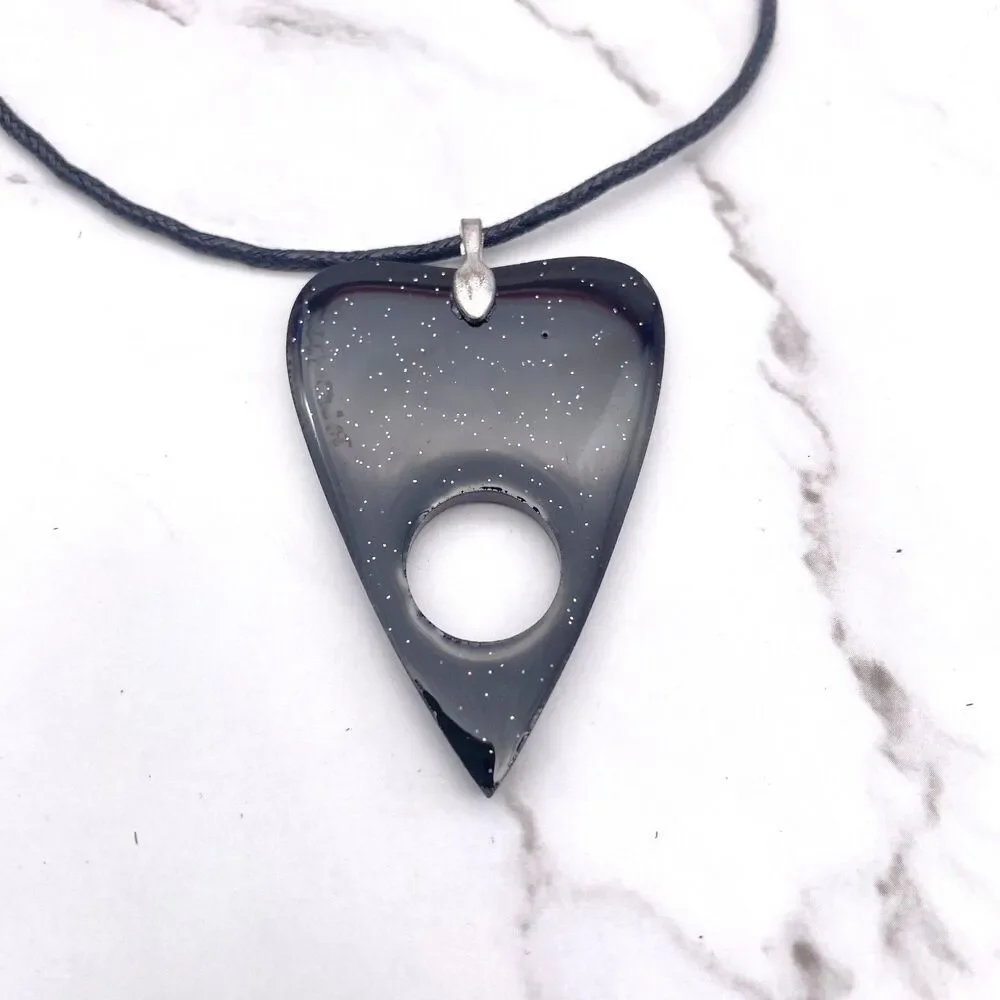 Black Purple Chrome Dipped Ouija Planchette Necklace